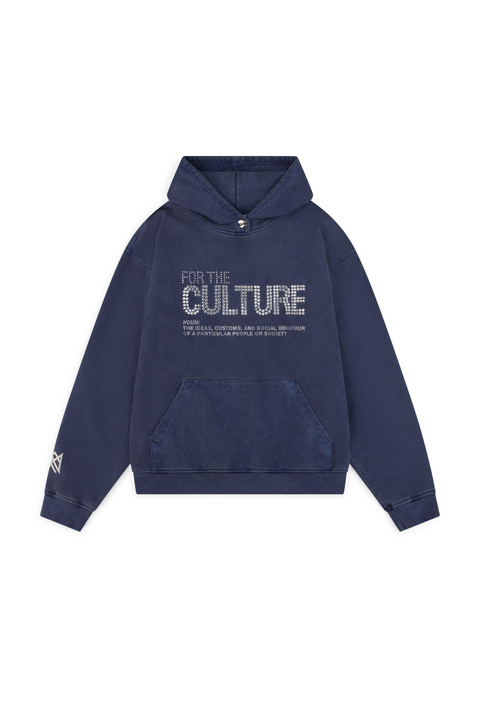 Donkerblauwe Hoodie met ‘Culture’ Print – Streetwear Stijl