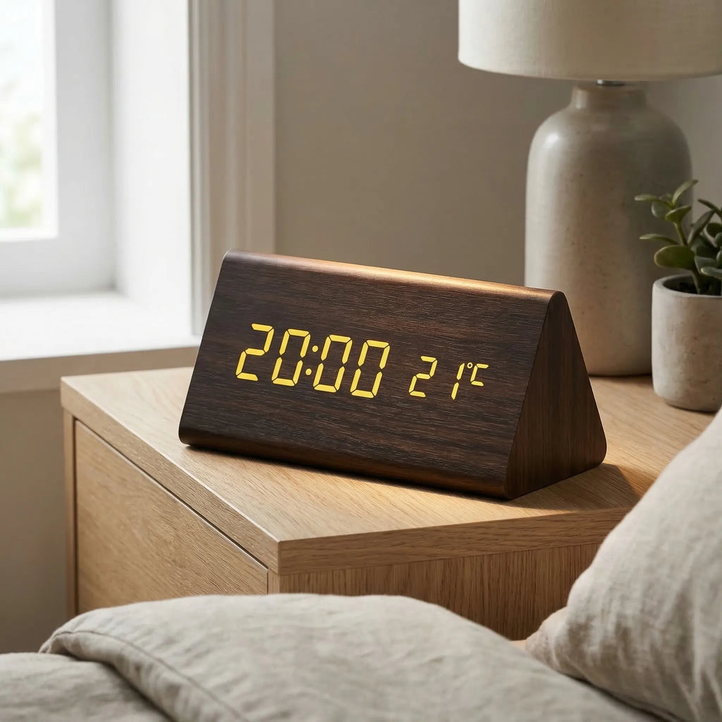 Digitale Wekker Met Houtlook Behuizing