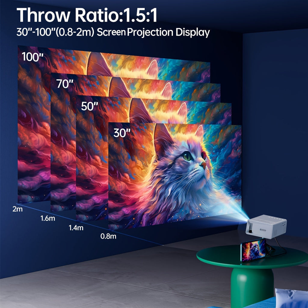 Ultra-Heldere Mini Projector 3000 Lumen – Draagbaar, HDTV & USB, Ideaal voor Thuisbioscoop & Buiten!