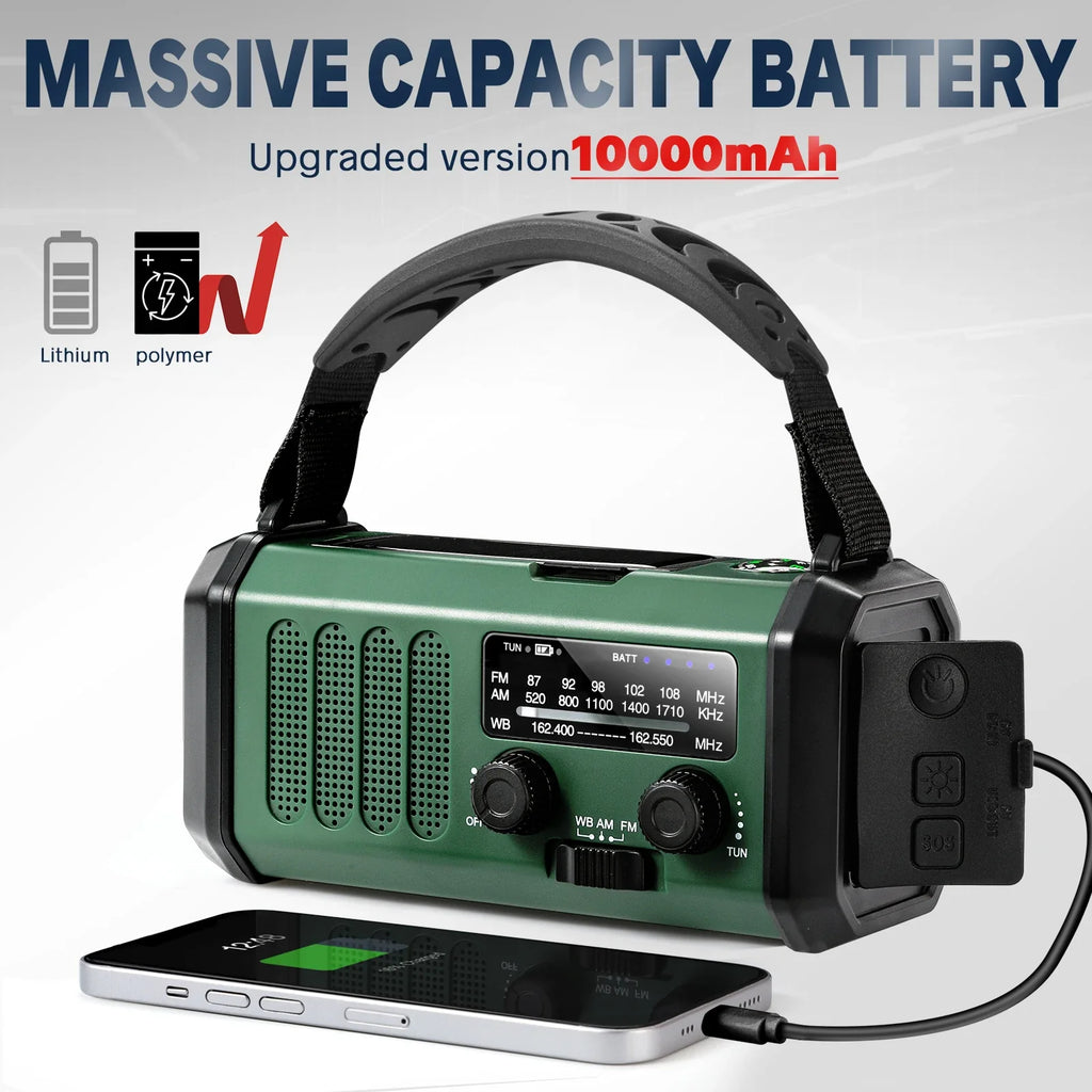 Draagbare noodradio met solar en handgenerator